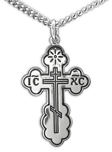 Heartland Store Women's/Teen Orthodox Cross Pendant, Sterling Silver with 20" Rhodium Plated Chain