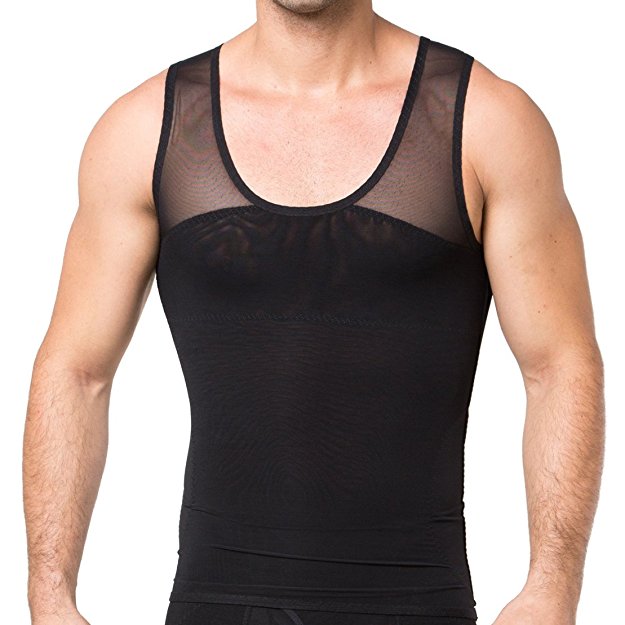 HANERDUN Men Body Shaper Powerful Compression Vest Slimming Shirt High Elasticity Shapewear
