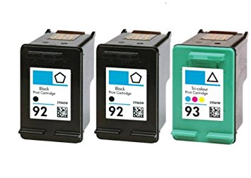 HouseOfToners Remanufactured Ink Cartridge Replacement for HP 92 & 93 (2 Black & 1 Color, 3-Pack)