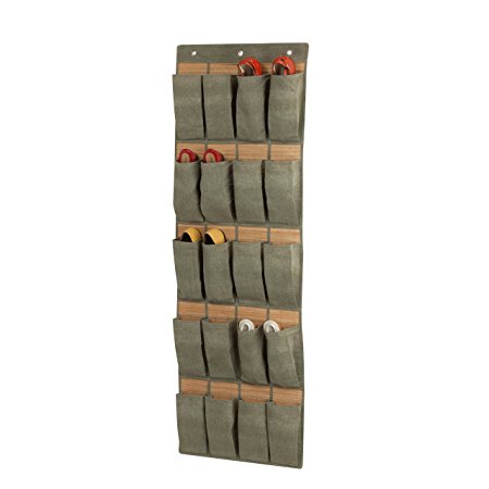 Honey-Can-Do SFT-03044 20-Pocket Over The Door Organizer, 57 by 9 by 0.5-Inch, Bamboo-Moss