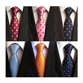 WeiShang Lot 6 PCS Classic Men's Tie Silk Necktie Woven JACQUARD Neck Ties