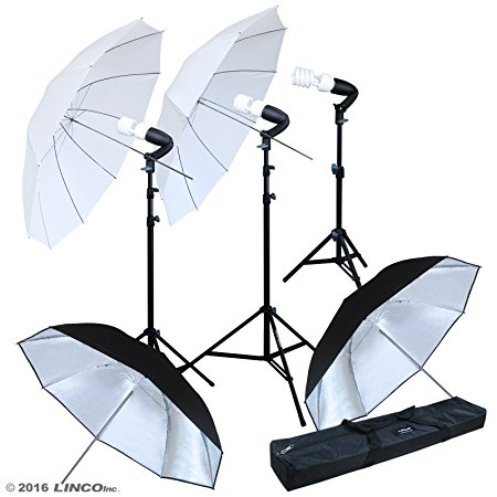 Linco Lincostore Photography Photo Portrait Studio Lighting 600W Umbrella Continuous Lighting Kit for Video Shooting AM126