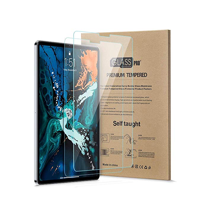 【2 Pack】 Screen Protector Compatible ipad pro 12.9, [Face ID Recognition] Tempered Glass Screen Protector iPad 2018 12.9 in Anti-Fingerprint HD Scratch Resistance Film for iPad Pro by Ainope