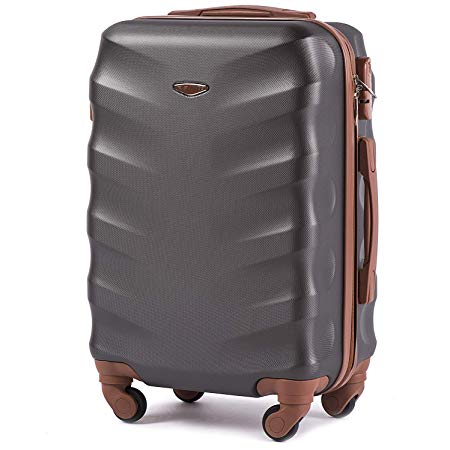 Wings Albatross Suitcase Carry On Cabin Luggage ABS Lightweight Travel Hard Case Hand Bag 4 Spinner Wheels Trolley Telescopic Handle & Combination Lock 2yr Warranty (Dark Grey, XS 50x35x20)
