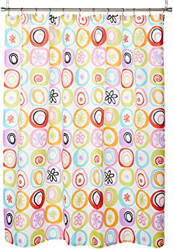Creative Bath Products All That Jazz Retro 60's Starburst Fabric Shower Curtain, Measures 70" x 72"