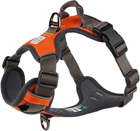 Embark Adventure Dog Harness, Easy On and Off with Front and Back Leash Attachment Points & Control Handle - No Pull Training, Size Adjustable and No Choke (Large - Orange)