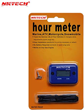 NKTECH NK-HS2 Inductive Hour Meter for Gas Engine Lawn Mover Marine ATV Motorcycle Boat Snowmobile Dirt Bike Outboard Motor Generator Waterproof Hourmeter (Blue)