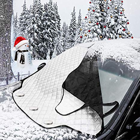 MATCC Windscreen Cover Windscreen Frost Protector Magnetic Car Windshield Cover Snow Cover Dust Sun Shade Protector with Two Anti-theft Ears in All Weather