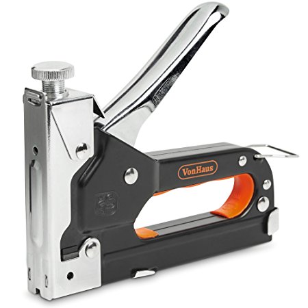 VonHaus Staple & Nail Gun – Multi-Purpose with Quick Jam Release; Includes 200 Staples, 200 Cable Staples & 200 Brad Nails - Ideal for Carpentry, Insulation & Cable Tacking