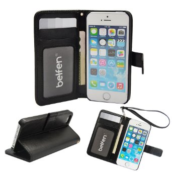 Belfen PU Leather Wallet for iPhone 5 / iPhone 5S - Black