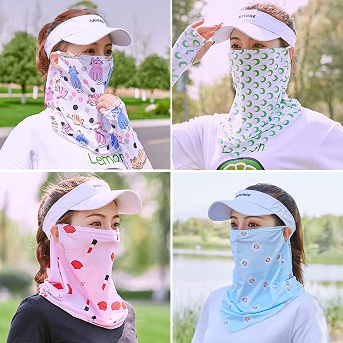 4 Pack Women Sun Protection Mask Neck Gaiter Neck Scarf Balaclava UV Protection UPF 50