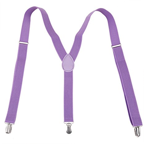 HDE Solid Color Y-Back Clip Suspenders - 1 Inch Wide