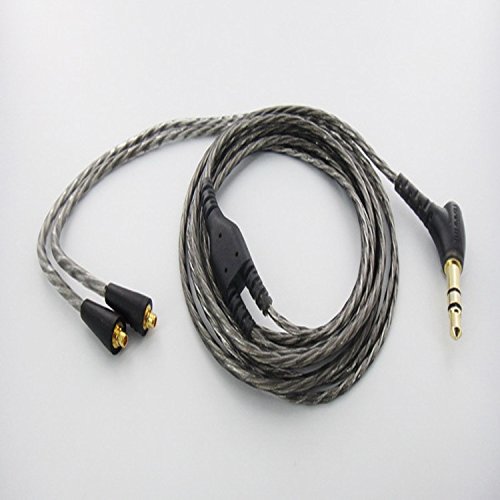 Tennmak Detachable Earphone Cable with MMCX Connector for SE215 SE315 SE425 SE535 SE846 UE900 Tennmak PRO Earphone (Transparent Black)