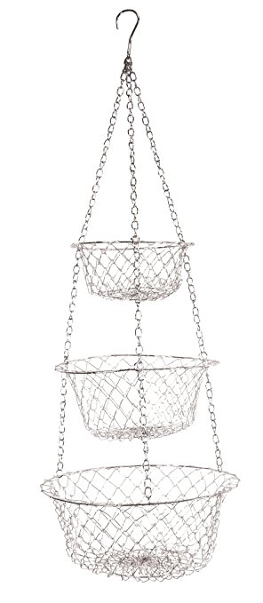 Fox Run 52101 Three Tier Hanging Wire Baskets, White