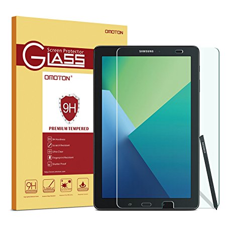 Samsung Galaxy Tab A 10.1 S pen Version Glass Screen Protector, OMOTON 0.26mm Tempered-Glass Protector with [9H Hardness] [Crystal Clear] [Scratch-Resistant] [Bubble Free Easy Installation]