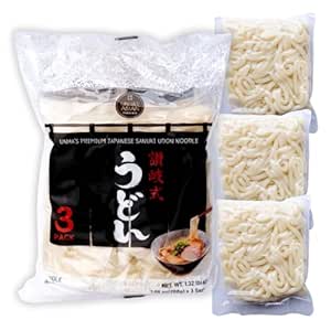 Unha's Japanese Sanuki Fresh Udon Noodles, Jumbo Style Chewy Noodles with No Soup, Quick and Easy, Individual Pack 22 OZ (200g/3Pack)