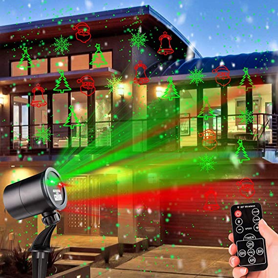 Christmas Laser Lights Outdoor Projector, Laser Lights Christmas Projector with Wireless Remote, Waterproof Laser Projector Decorating for Christmas Xmas Party Holiday Stage Landscape Patio Garden