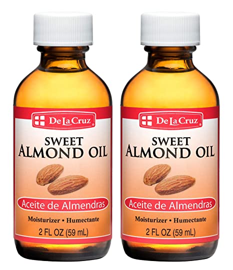 De La Cruz Sweet Almond Oil, No Preservatives or Artificial Colors, Expeller-Pressed, Non-GMO, Made in USA 2 FL. OZ. (2 Bottles)