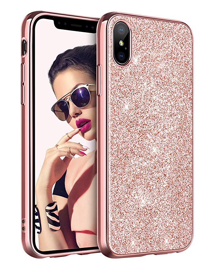 BENTOBEN Case for iPhone XS Max 2018, Slim Glitter Shiny Full Body Protective Flexible Soft TPU Shockproof Anti Scratch Sturdy Non Slip Girl Women Phone Covers for Apple iPhone XS  MAX 6.5“, Rose Gold