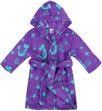 Verabella Boys Girls' Plush Soft Fleece Printed Hooded Bathrobe Robe