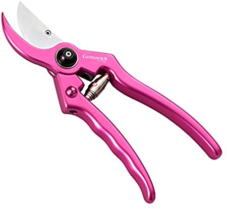 Profession Aluminum Garden Pruning Shears – Perfect Bypass Tree Trimmer, Garden Shears, Hand Pruner with Safety Lock System (Pink)