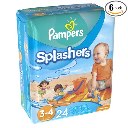 Pampers Splashers, Swim Pants, Size 3/4 Diapers, 24 Count (Pack of 6)