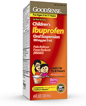 GoodSense Children's Ibuprofen Oral Suspension, 100 mg per 5 mL, Berry Flavor, Pain Reliever and Fever Reducer, Temporarily Reduces Fever and Provides Temporary Relief of Minor Aches and Pains