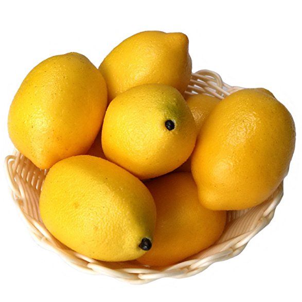 Gresorth 8pcs Artificial Lifelike Simulation Yellow Lemon Fake Fruit Home Kitchen Cabinet Decor Model