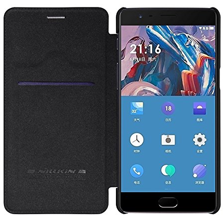 TopAce High Quality Leather Case Flip Cover For OnePlus 3 / OnePlus 3T (Black)