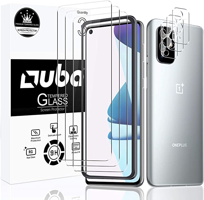 [3 3 Pack] OUBA 3 PCS Screen protector   3 PCS Camera Lens Protector Compatible with OnePlus 9 [Not for OnePlus 9 Pro,OnePlus 8/Pro] Tempered Glass with Easy Installation Frame [9H Hardress]