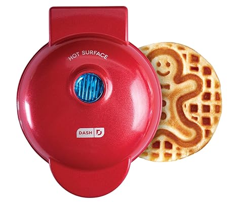 Dash Mini Waffle Maker Machine 350W | No.1 in USA Waffle Machine | Waffle iron with Non Stick, Dual Side Plate | 4 inch mini waffle maker for home & Kids (Gingerbread Shape)