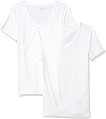 Amazon Essentials Women's 2-Pack Slim-Fit Short-Sleeve V-Neck T-Shirt