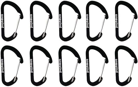 Onewind Premium Carabiner Clip, 10 Pack, Carabiner Keychain for Hammocks, Hiking, Harness, Outdoors and Gym, Black