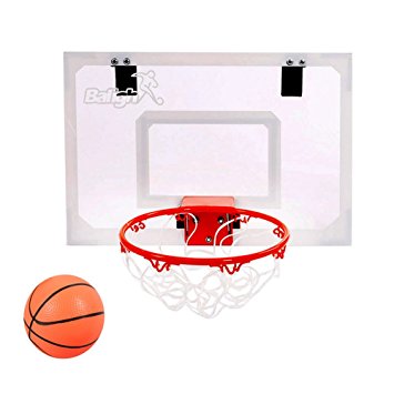 Balight Over-The-Door Mini Basketball Hoop Bracket with 1 Mini Basketball and 1 Pump Indoor Game