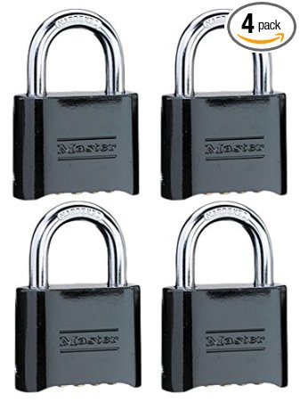 Master Lock 178D Set-Your-Own Combination Padlock, Die-Cast, Black, 4, 4-Pack