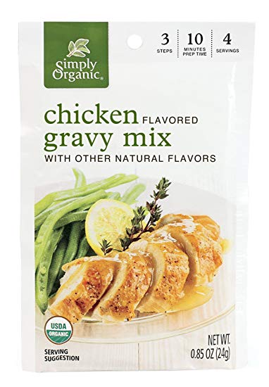 Simply Organic Roasted Chicken Gravy, Seasoning Mix, Certified Organic, 0.85-Ounce Packets (Pack of 12)