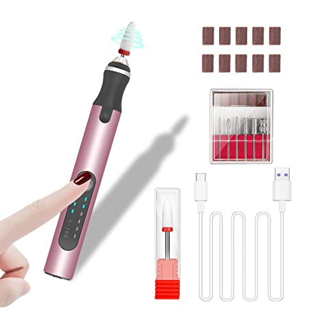 Electric Nail Drill, Cordless Aryclic Nail File Machine for Manicure Pedicure Professional Salon Nail Tool Kit with Metal & Ceramic Drill Bits