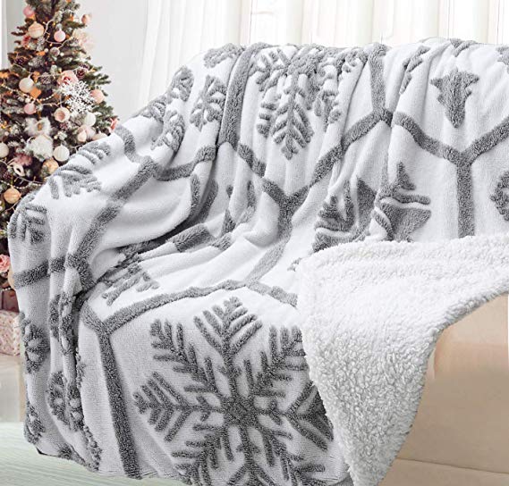 UEEE Sherpa Throw Blanket Super Soft Reversible Fuzzy Soft Fleece Blanket fit Couch Sofa(50"x60",White)