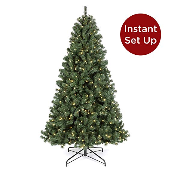 Best Choice Products 9ft Pre-Lit Instant No Fluff Artificial Spruce Christmas Tree w/ 900 LED Lights, 2,128 Tips