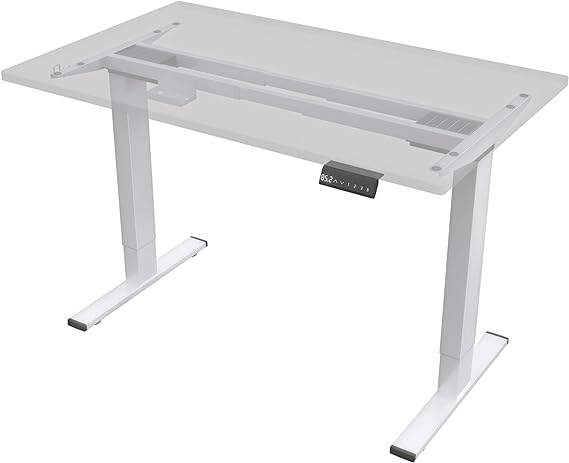 Flamaker Electric Dual Motor Standing Desk Frame Legs, Ergonomic Standing Desk Base, Height and Length Adjustable Sit Stand Desk Workstation Frame (White)