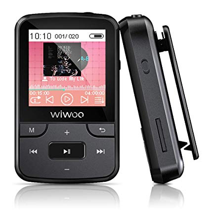 MP3 Player, Wiwoo 16GB Bluetooth MP3 Player with Clip FM Radio Voice Recorder Earphones, Running Portable Music Player Support up to 128GB (F3)