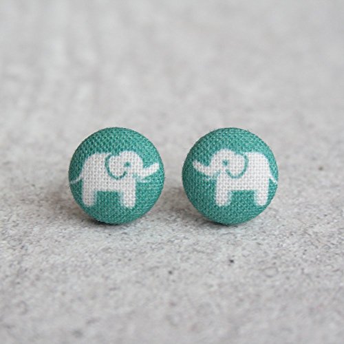 Elephant Fabric Button Earrings