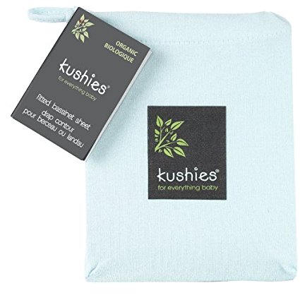 Kushies Organic Jersey Bassinet Fitted Sheet, Light Blue