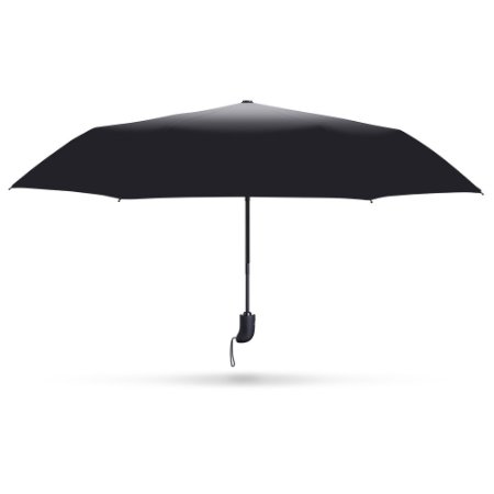 E-PRANCE Golf Travel Umbrella, Auto Open and Close, Rain & Wind Resistant, 8-Rib Windproof Strong Frame, Anti-Slip Rubber Handle, Black