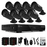 XVIM 8 Channel H264 Recording DVR Surveillance Kit with 8 x 900TVL IndoorOutdoor Night Vision IR-Cut Weatherproof Cameras