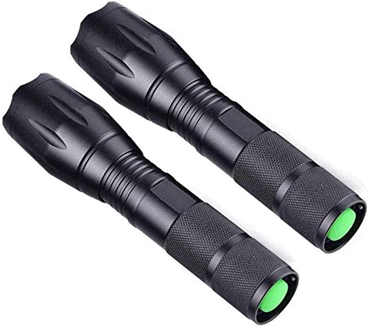 Whaply Tactical Led Flashlights Portable Waterproof Zoomable Flashlight Outdoor Super Bright High Lumen XML T6 LED Light with 5 Light Mode Flashlight Pack of 2