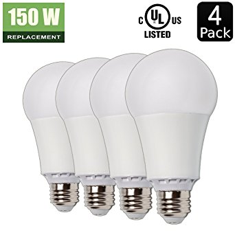 17W ( 150 Watt Equivalent ) 4 Pack A21 LED Light Bulb, 2000 Lumens 3000K Soft / Warm White, E26 Medium Screw Base, UL listed, XMprimo
