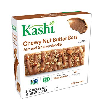 Kashi, Chewy Nut Butter Bars, Almond Snickerdoodle, Vegan, Gluten Free, Non-GMO Project Verified, 6.15 oz (5 Count)
