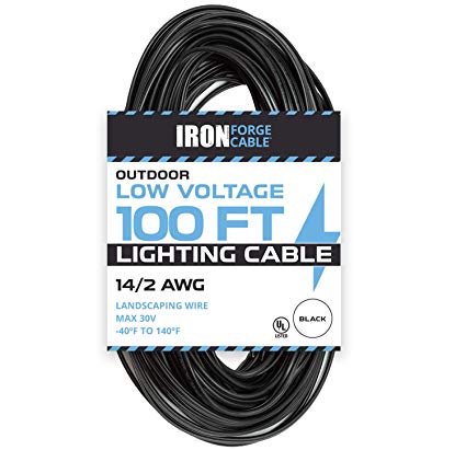 14/2 Low Voltage Landscape Wire - 100ft Outdoor Low-Voltage Cable for Landscape Lighting, Black