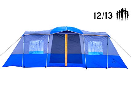 Americ Empire Large Family Tent for Camping with Rooms Fits 6 Queen Beds. Huge 14-13-12 Person Tent for Camping Waterproof. Big Multi Room Tent (21ft x 10ft). 3 Room Tent with Easy Assembly